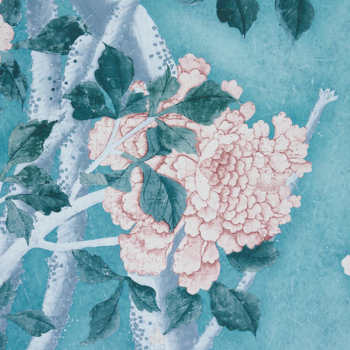 Schumacher Les Oiseaux Panel Set Blue Turquoise Wallpaper