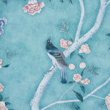 Schumacher Les Oiseaux Panel Set Blue Turquoise Wallpaper