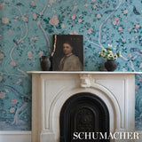 Schumacher Les Oiseaux Panel Set Blue Turquoise Wallpaper
