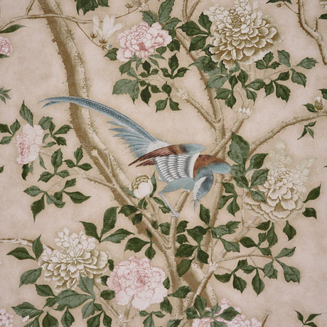 Schumacher Les Oiseaux Panel Set Parchment Wallpaper