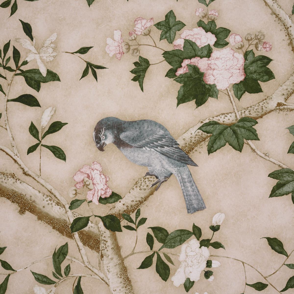 Schumacher Les Oiseaux Panel Set Parchment Wallpaper