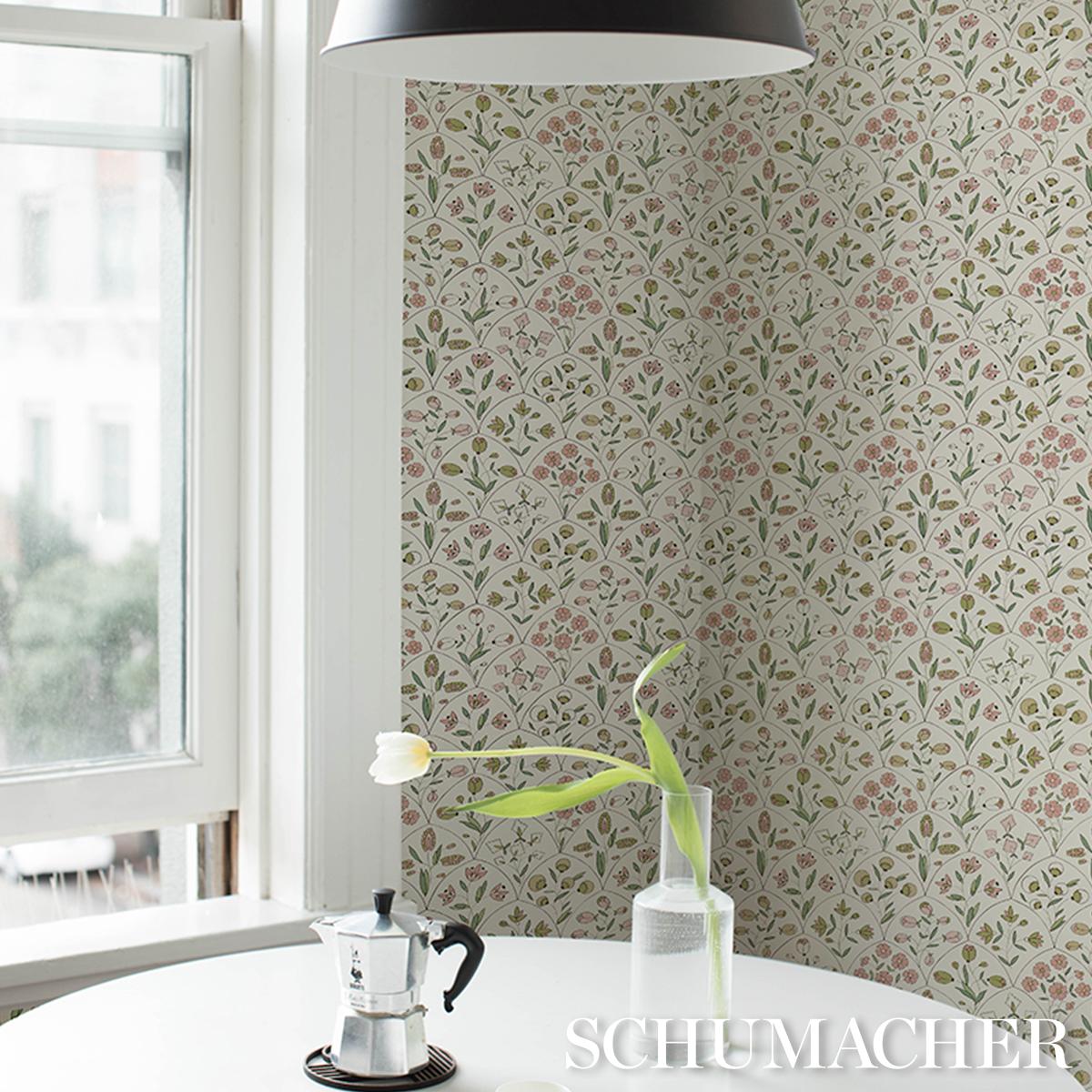 Schumacher Frances Scallop Floral Petal Wallpaper