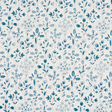 Schumacher Frances Scallop Floral Blues Wallpaper
