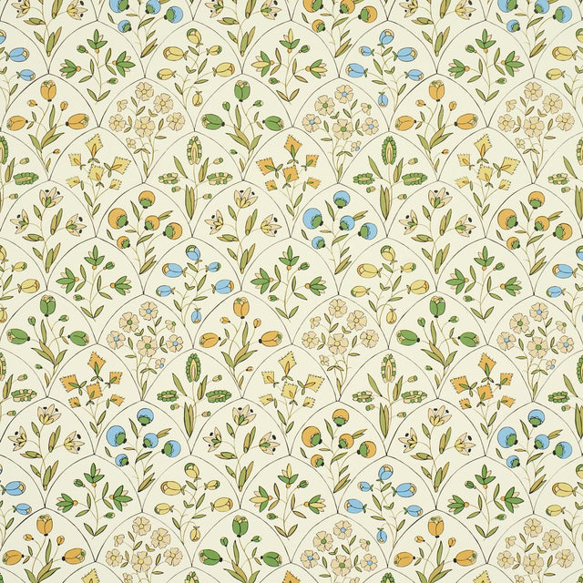 Schumacher Frances Scallop Floral Document Wallpaper