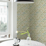 Schumacher Frances Scallop Floral Document Wallpaper