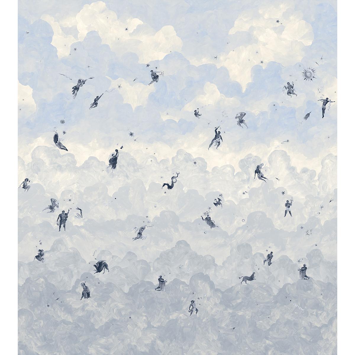 Schumacher Ascendance 3 Panel Set Clear Blue Wallpaper