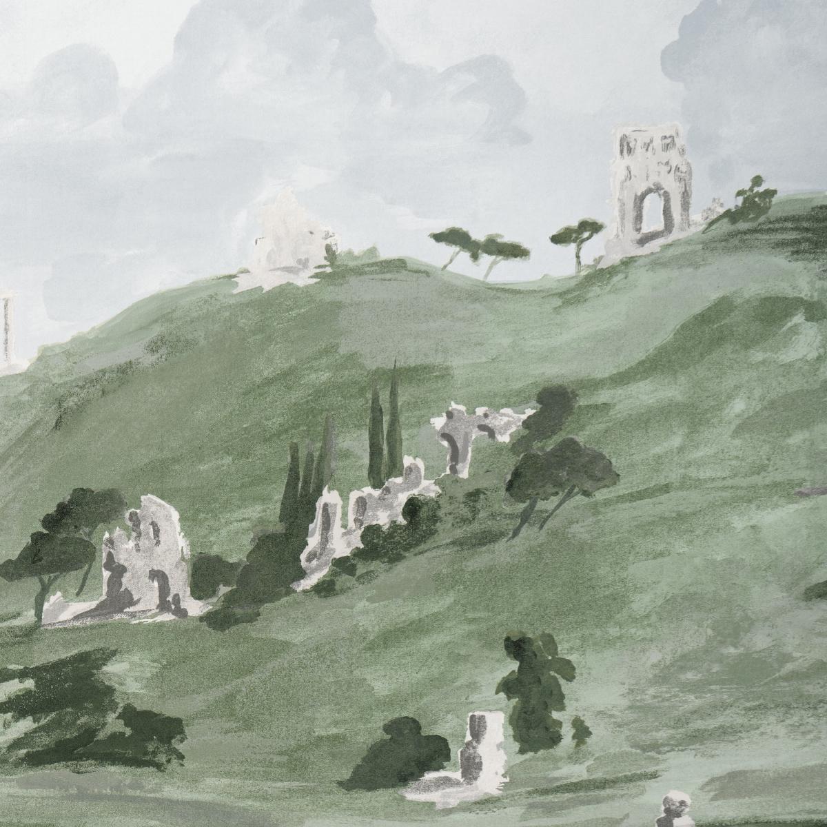 Schumacher Appian Way 4 Panel Set Fog Wallpaper