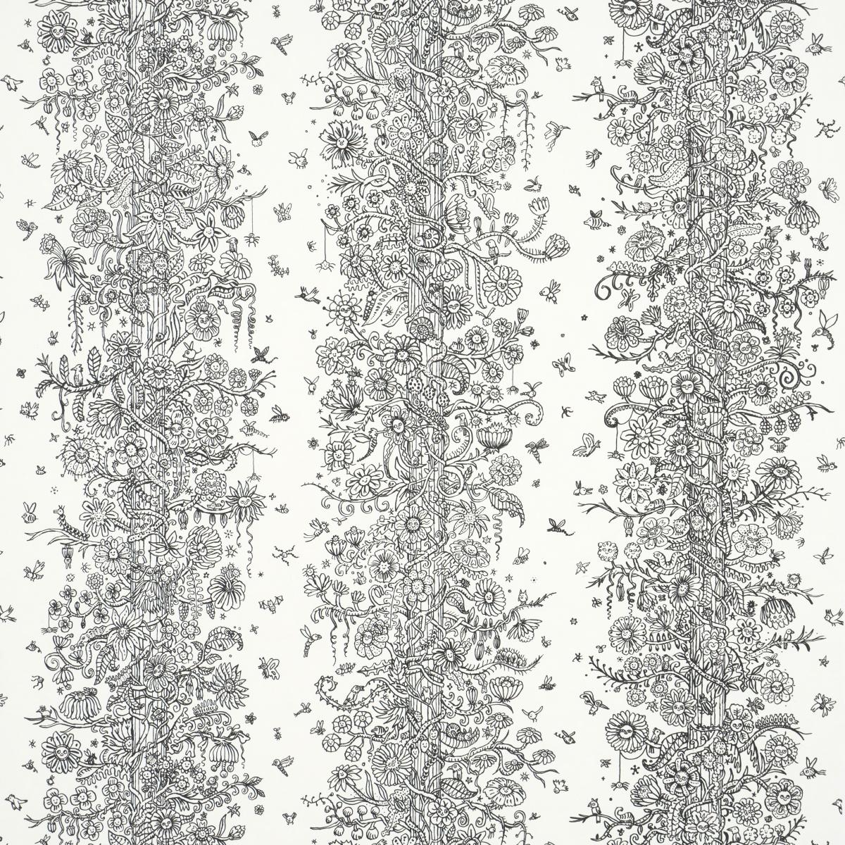 Schumacher Edward Steed'S Towers Of Flowers Black & White Wallpaper