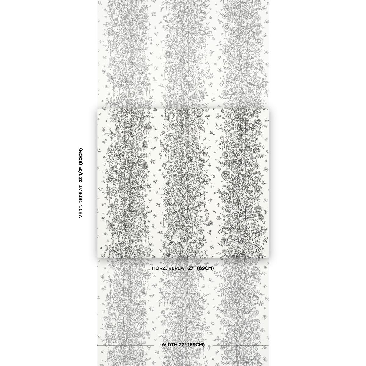 Schumacher Edward Steed'S Towers Of Flowers Black & White Wallpaper