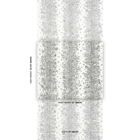 Schumacher Edward Steed'S Towers Of Flowers Black & White Wallpaper