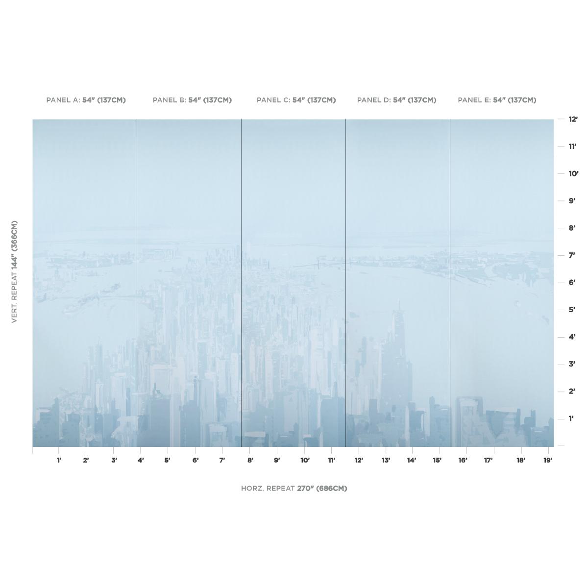 Schumacher Pascal Campion'S New York Skyline Blue Wallpaper