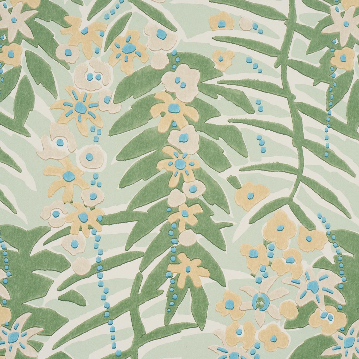 Schumacher Ashbee Botanical Aqua Wallpaper