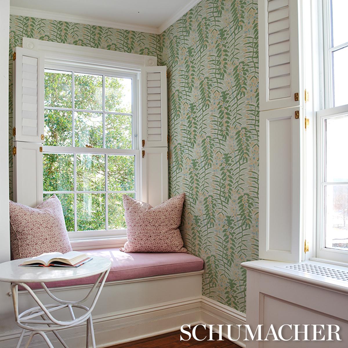 Schumacher Ashbee Botanical Aqua Wallpaper
