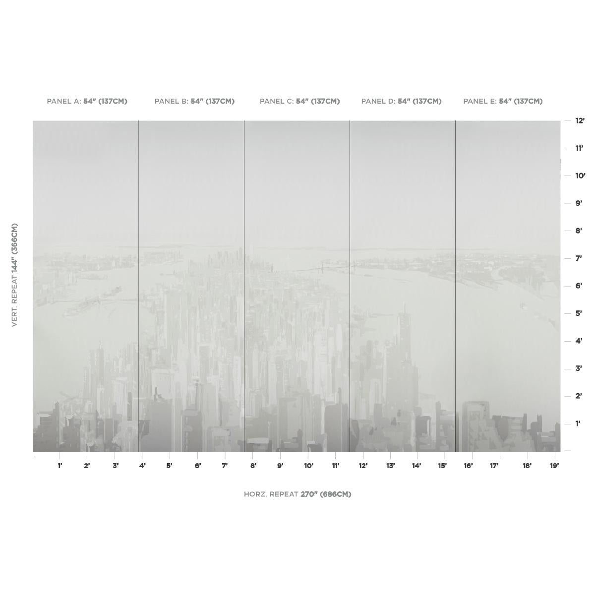 Schumacher Pascal Campion'S New York Skyline Soft Gray Wallpaper