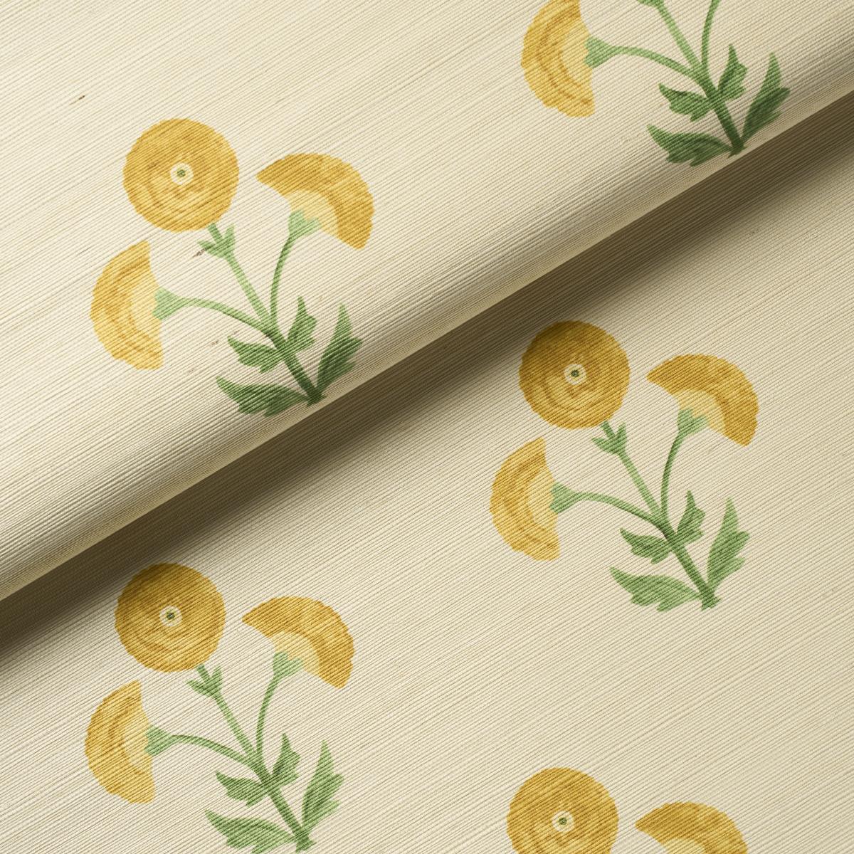 Schumacher Saranda Flower Sisal Marigold Wallpaper – DecoratorsBest