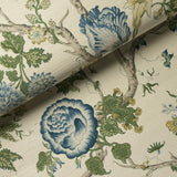 Schumacher Josephine Sisal Peacock Wallpaper