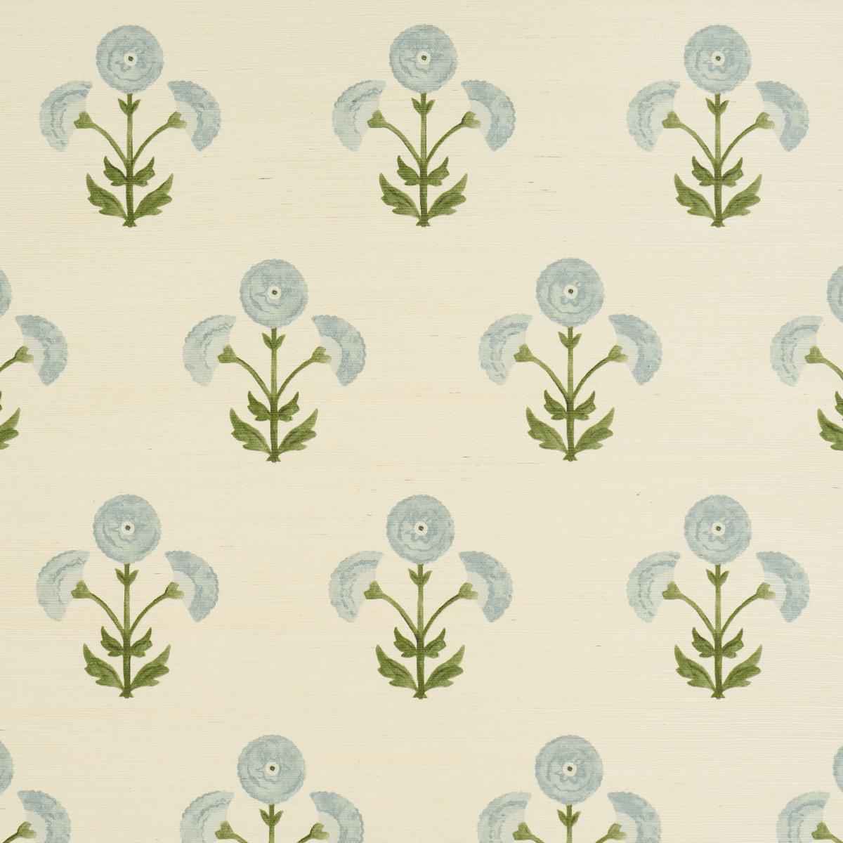 Schumacher Saranda Flower Sisal Sky Wallpaper