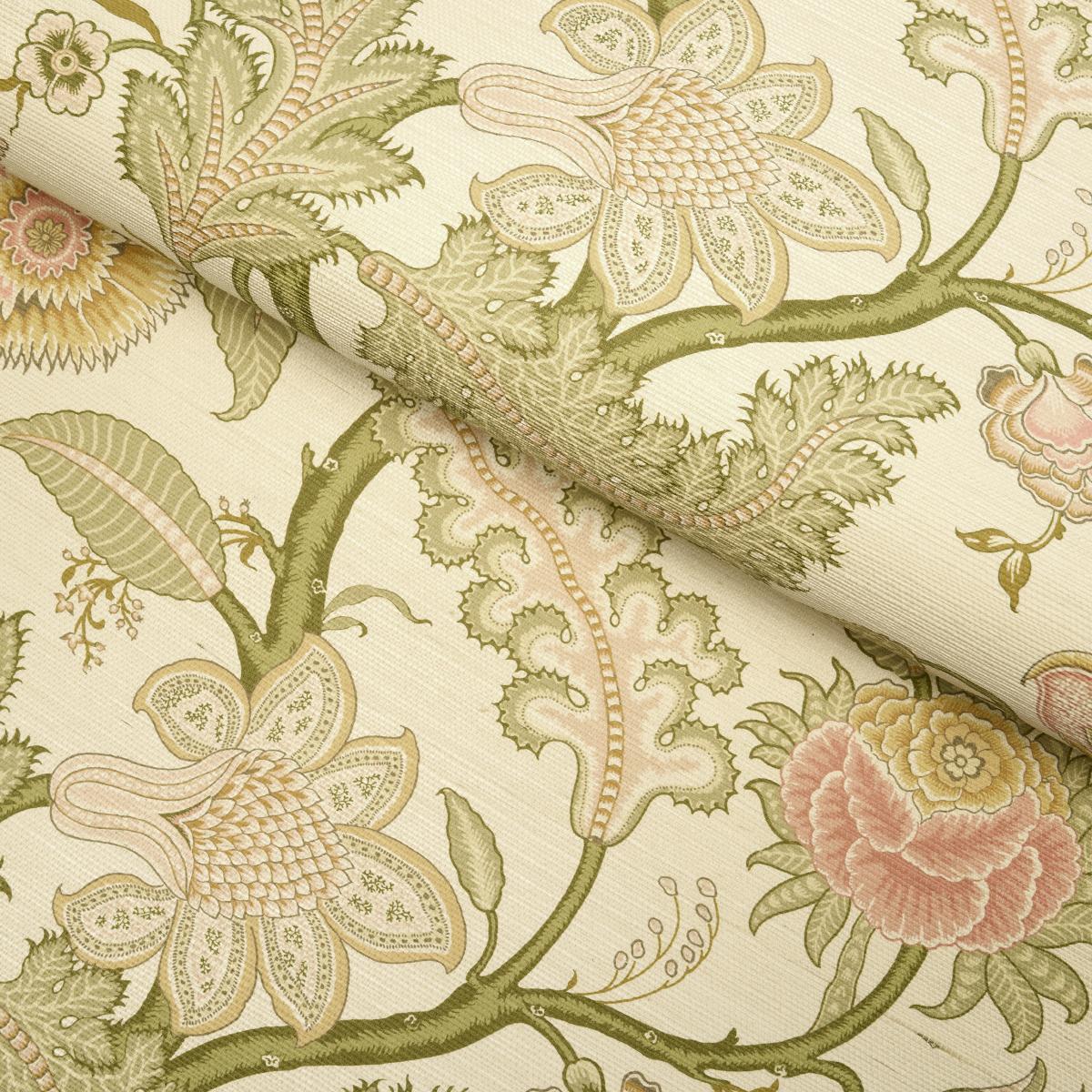Schumacher Sinhala Sisal Pink & Green Wallpaper
