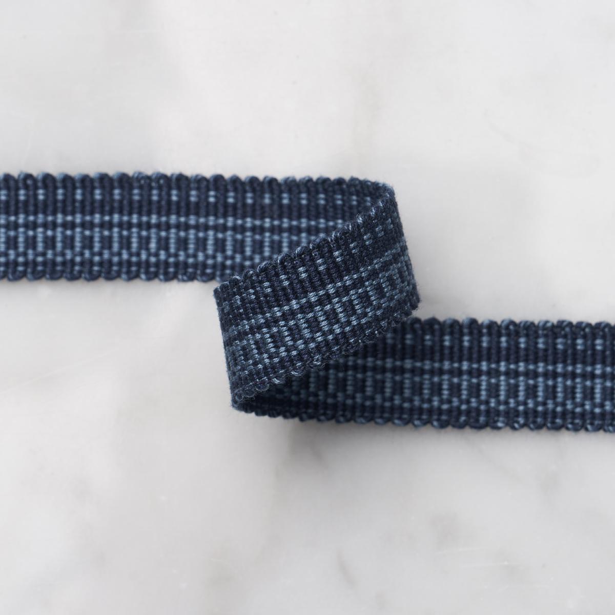 Schumacher Indigo Cotton Stri Tape Narrow