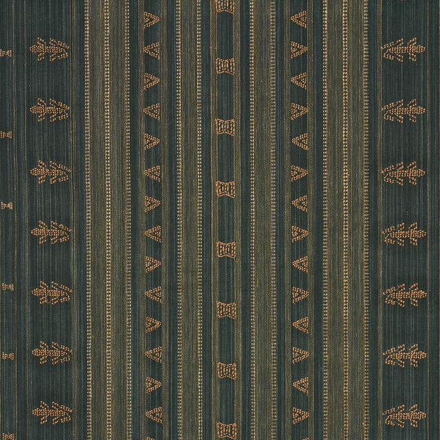 Schumacher Nima Embroidered Cotton Linen Jungle Green Fabric