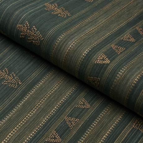 Schumacher Nima Embroidered Cotton Linen Jungle Green Fabric