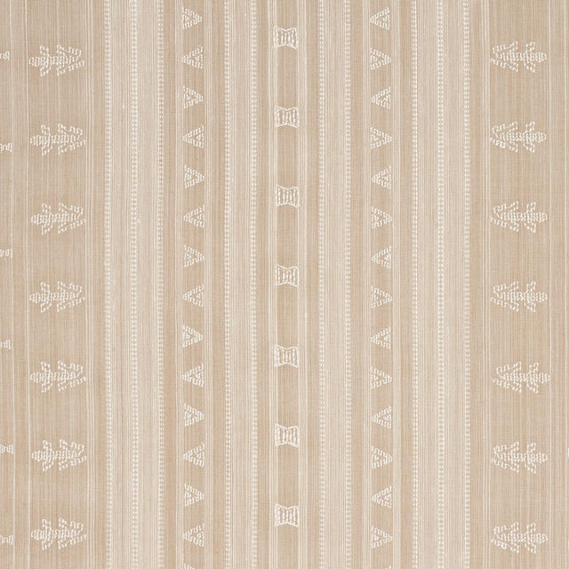 Schumacher Nima Embroidered Cotton Linen Tan Fabric