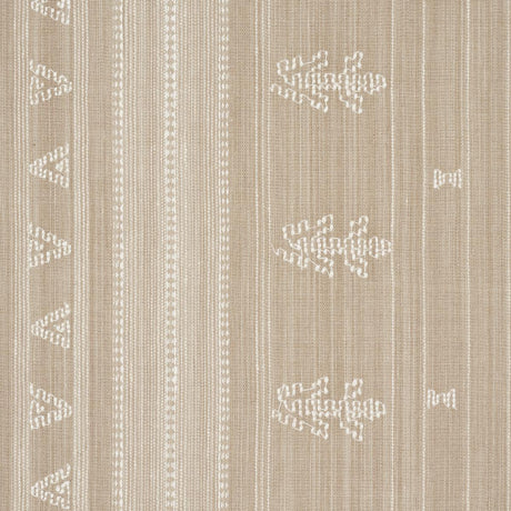 Schumacher Nima Embroidered Cotton Linen Tan Fabric