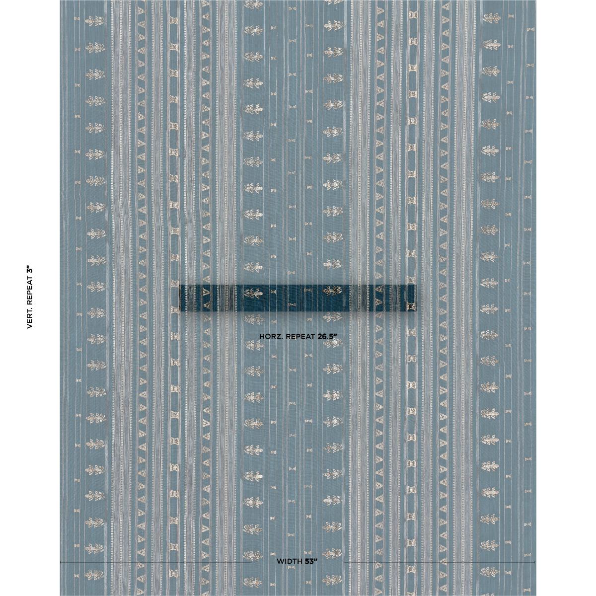 Schumacher Nima Embroidered Cotton Linen Indigo Fabric