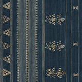 Schumacher Nima Embroidered Cotton Linen Indigo Fabric