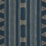 Schumacher Nima Embroidered Cotton Linen Indigo Fabric