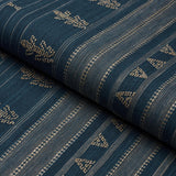 Schumacher Nima Embroidered Cotton Linen Indigo Fabric