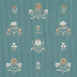 Schumacher Elmslie Embroidery Teal Fabric