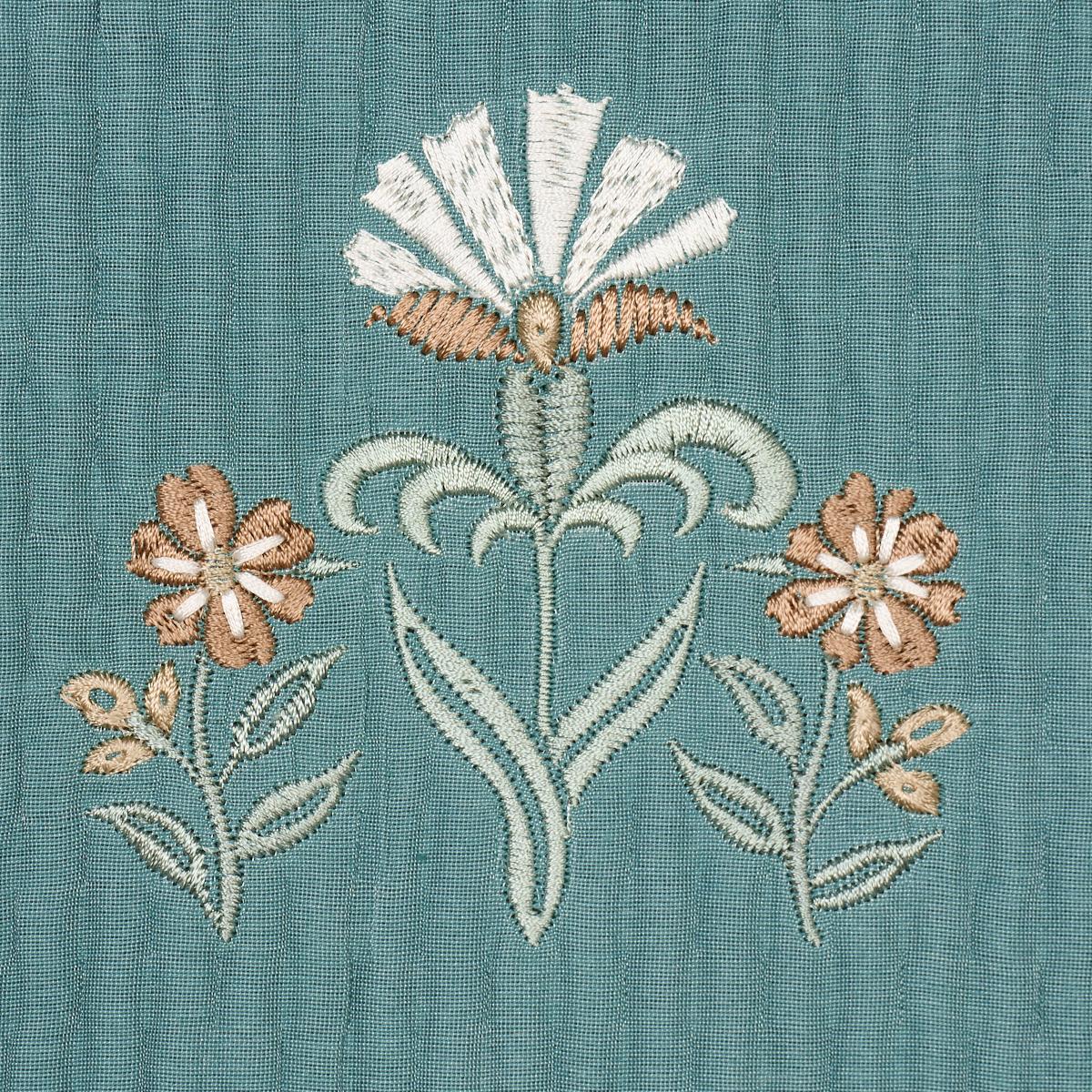 Schumacher Elmslie Embroidery Teal Fabric