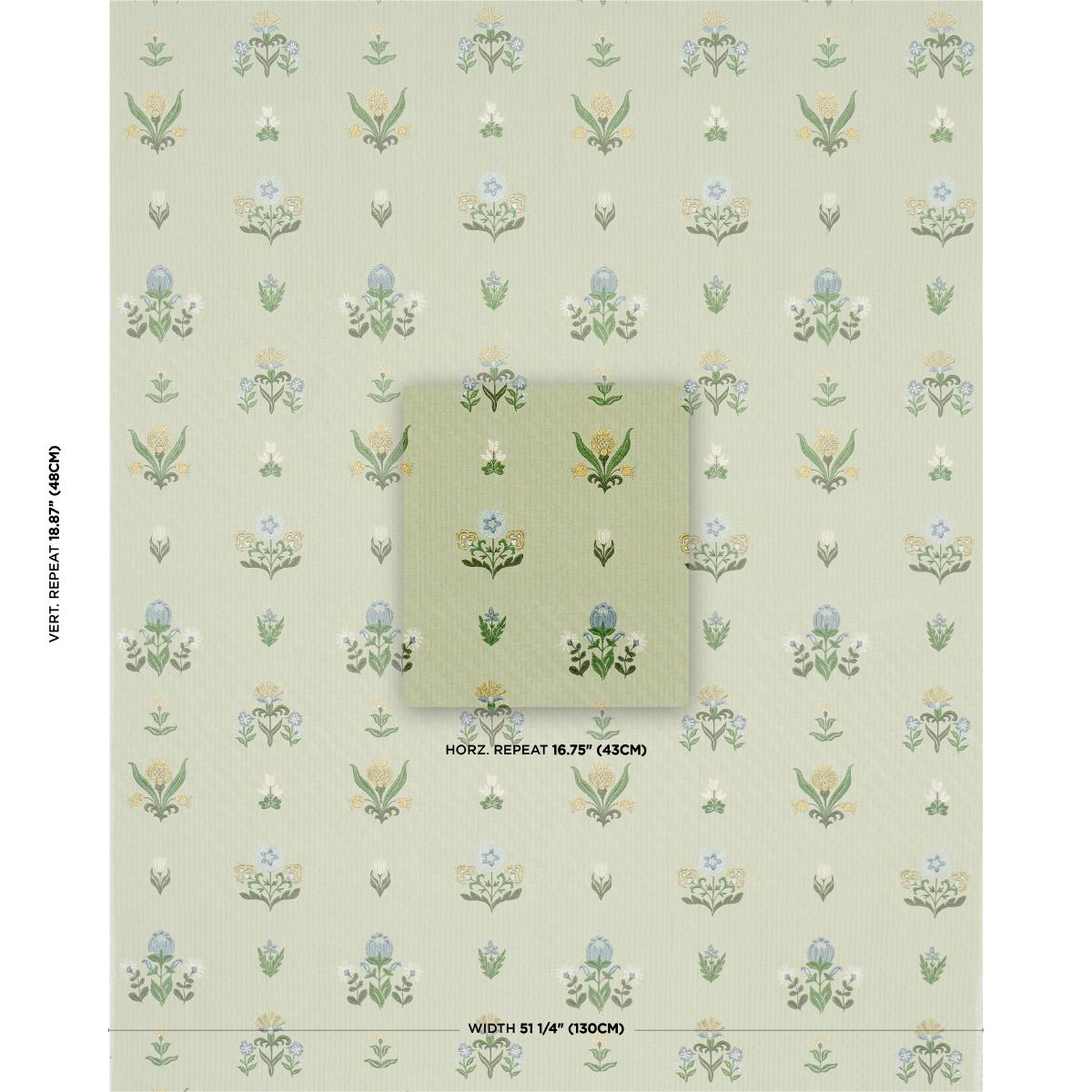 Schumacher Elmslie Embroidery Leaf Fabric