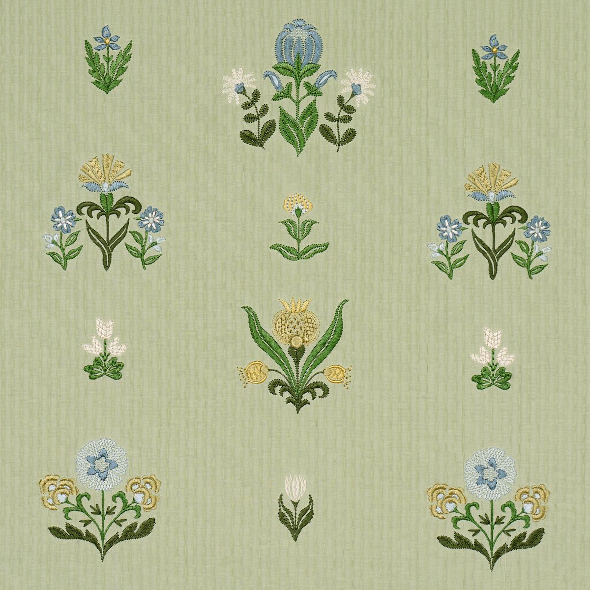 Schumacher Elmslie Embroidery Leaf Fabric