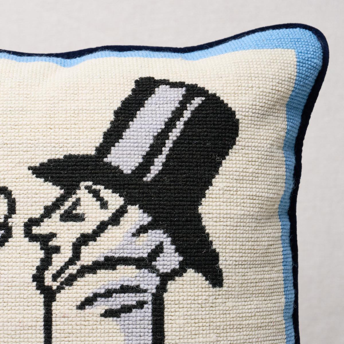 Schumacher Blue 14" x 14" Eustace Needlepoint Pillow