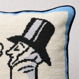 Schumacher Eustace Needlepoint Blue 14" x 14" Pillow