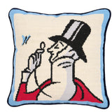 Schumacher Blue 14" x 14" Eustace Needlepoint Pillow