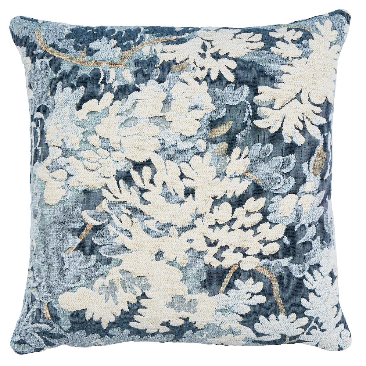 Schumacher Blue 18" x 18" Verdure Tapestry Pillow