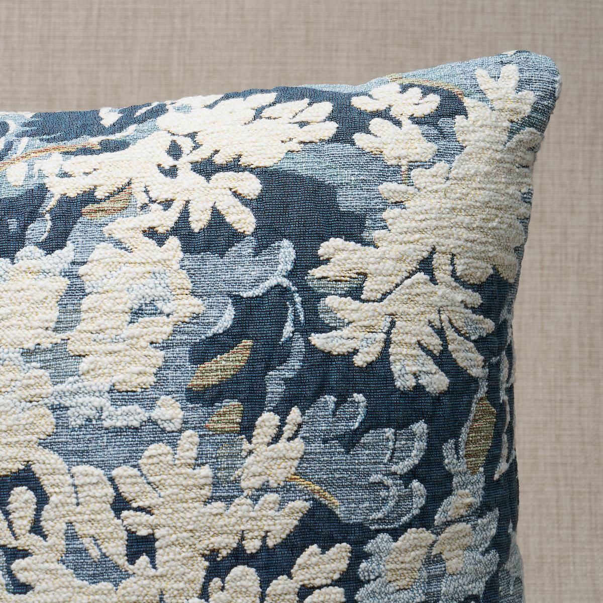 Schumacher Blue 22" x 22" Verdure Tapestry Pillow