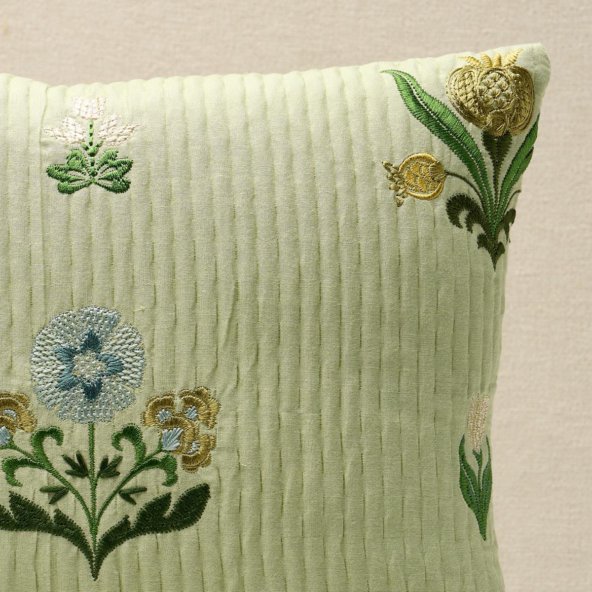 Schumacher Leaf 14" x 14" Elmslie Embroidery Pillow