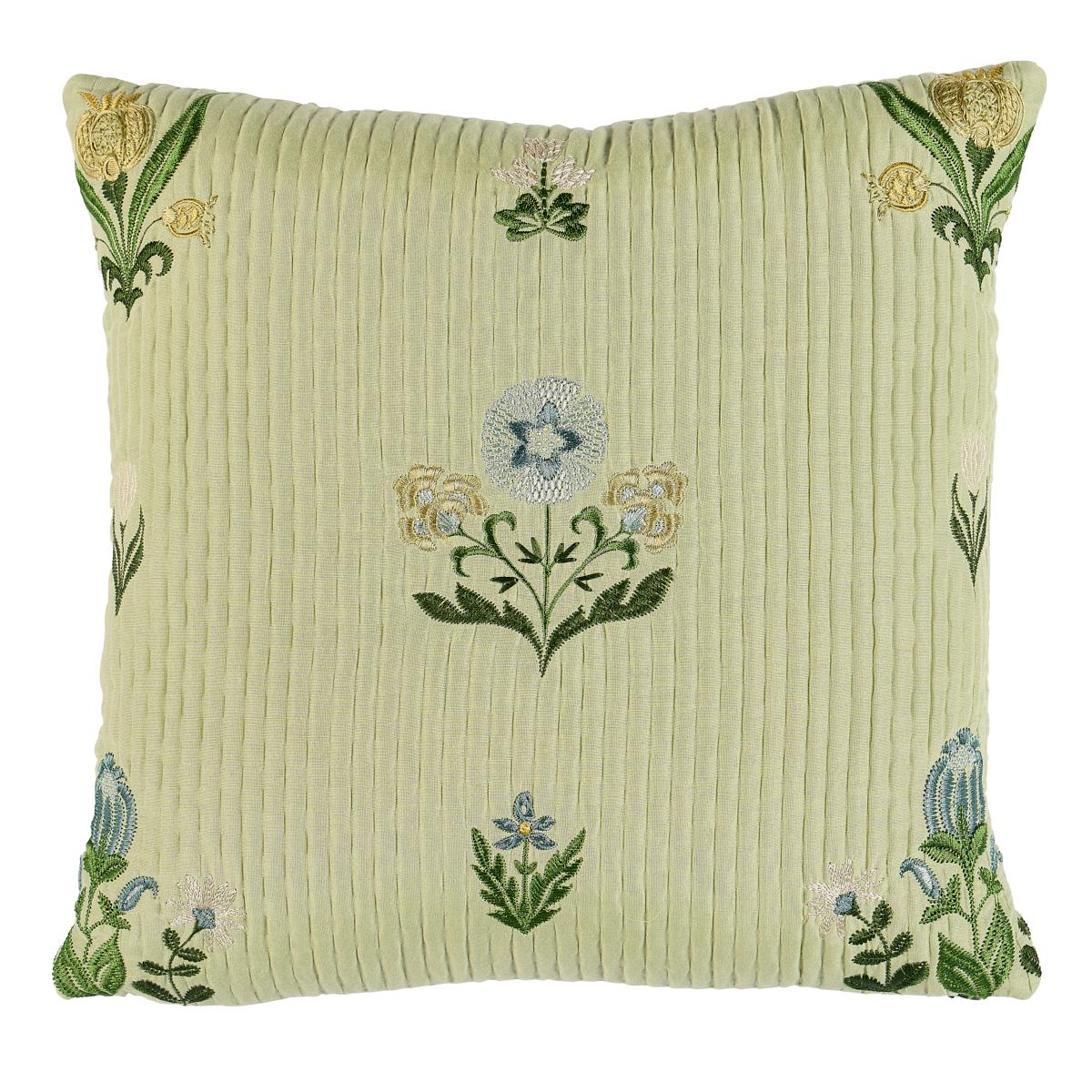Schumacher Leaf 14" x 14" Elmslie Embroidery Pillow