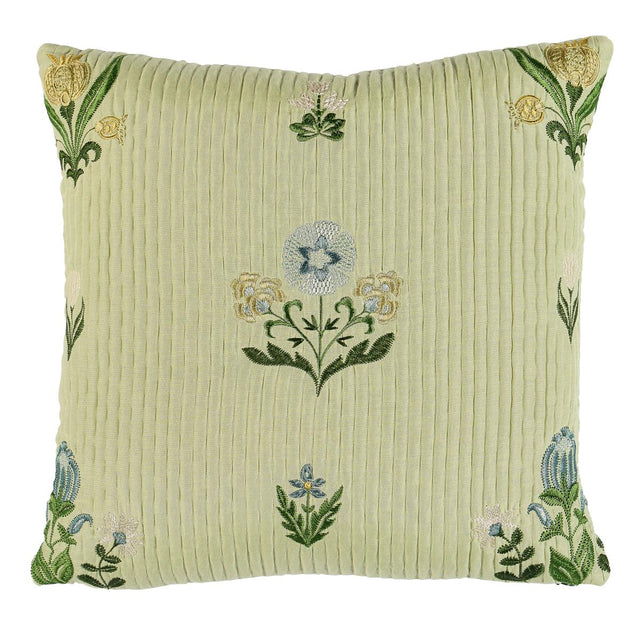 Schumacher Leaf 14" x 14" Elmslie Embroidery Pillow