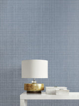 Seabrook Crosshatch Linen Metallic Slate Blue Wallpaper