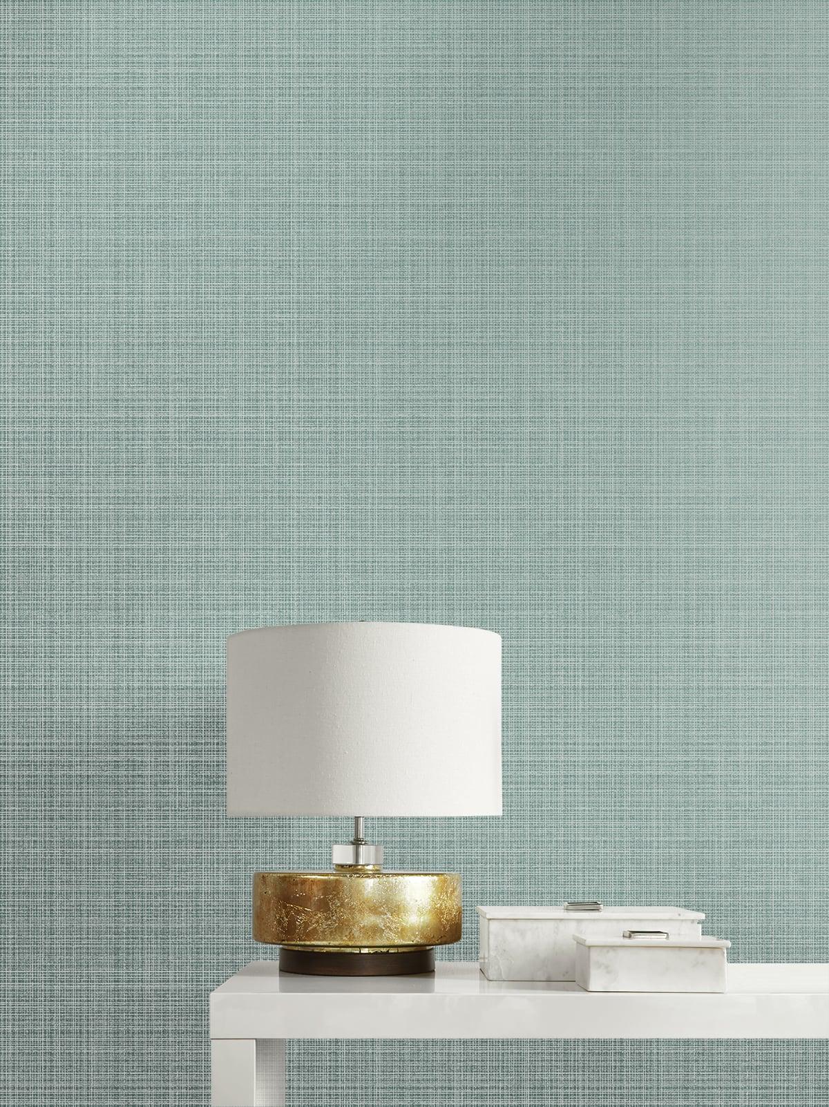 Seabrook Crosshatch Linen Metallic Sea Green Wallpaper
