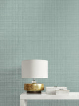 Seabrook Crosshatch Linen Metallic Sea Green Wallpaper