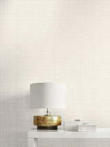 Seabrook Crosshatch Linen Metallic Ivory Wallpaper
