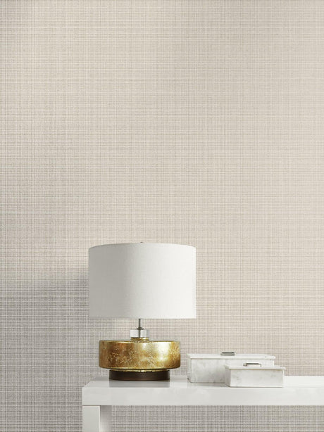 Seabrook Crosshatch Linen Metallic Greige Wallpaper