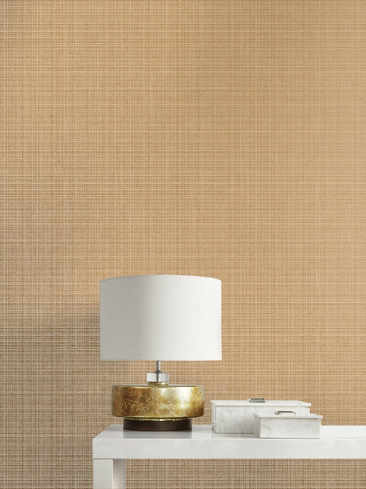 Seabrook Crosshatch Linen Metallic Antique Brass Wallpaper