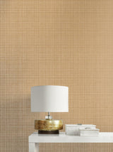 Seabrook Crosshatch Linen Metallic Antique Brass Wallpaper